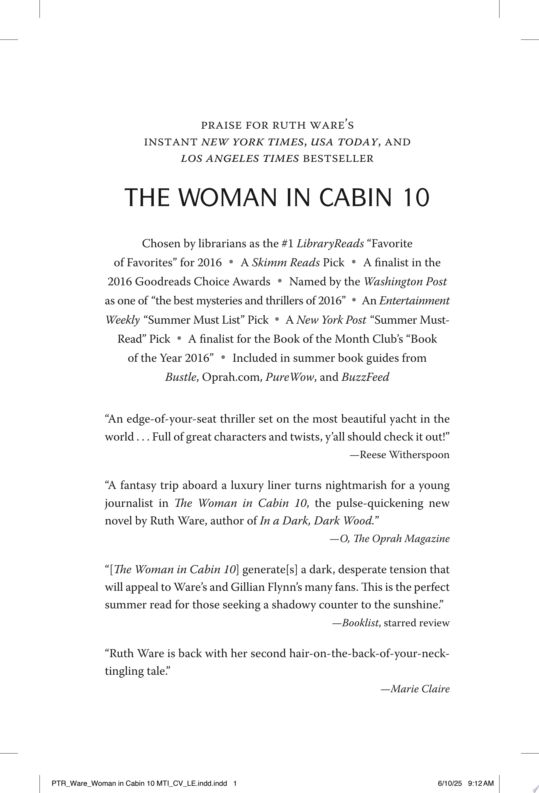 Image for "The Woman in Cabin 10"